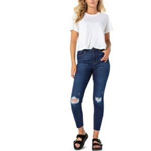 Celebrity Pink Ripped High Rise Frayed Ankle Skinny Raw Wash Kimi Jeans